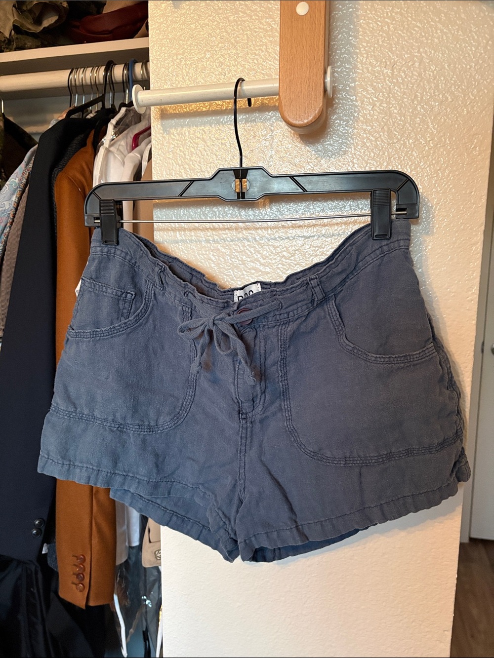 BDG Slate Blue Drawstring Pocket Shorts